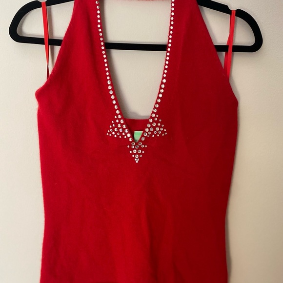 Red Sweater Halter Top - Picture 4 of 4
